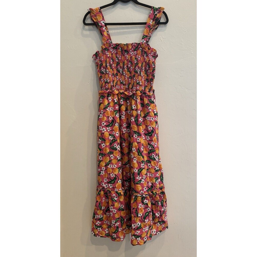 Draper James Smocked Flutter Sleeve Midi Tiered Dress Sz XL Southern Preppy - Picture 2 of 11